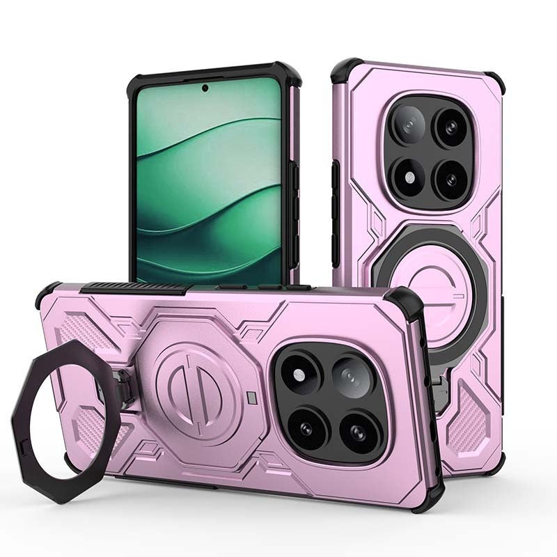 غطاء MagSafe بTPU + PC لـ Redmi Note 15 باللون وردي مغناطيسي بوظيفة حامل من مادة TPU مع مغناطيس قوي وحامل قائم مع مقاوم للصدمات مع حماية من السقوط للاستخدام المتكرر - Image 1