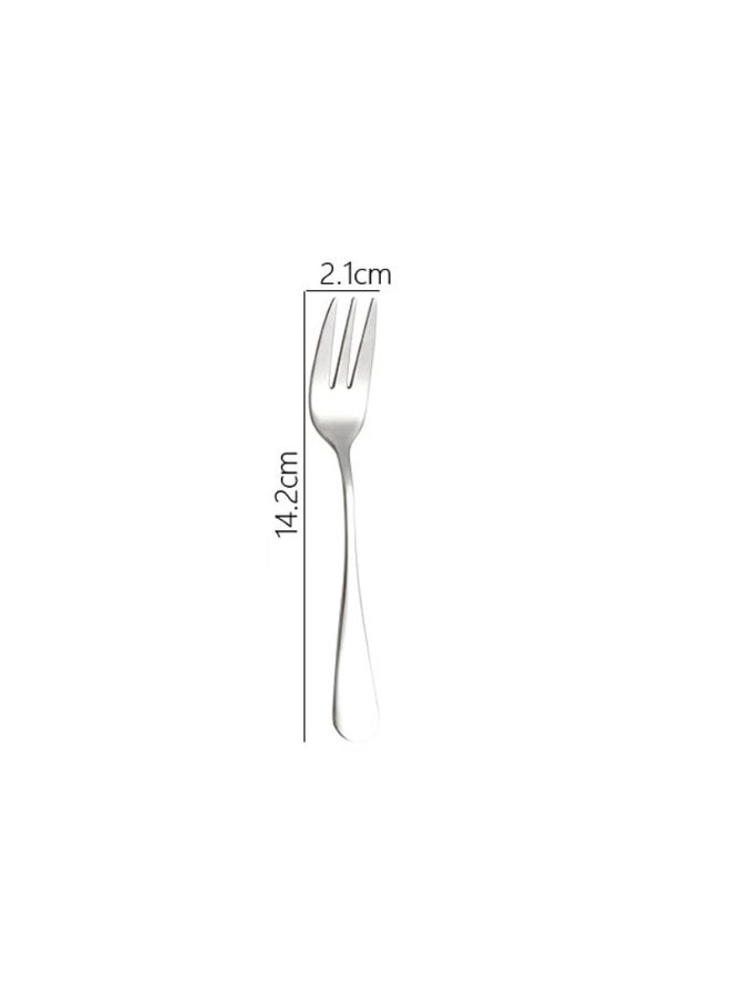 Cake Forks Set of 10 Silver Stainless Steel Small Dessert Fruit Forks 14.2cm for Home Kitchen Restaurant Use - Image 2