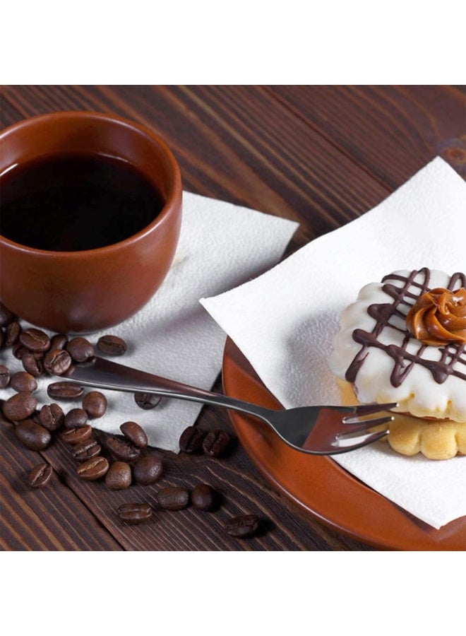 Cake Forks Set of 10 Silver Stainless Steel Small Dessert Fruit Forks 14.2cm for Home Kitchen Restaurant Use - Image 3