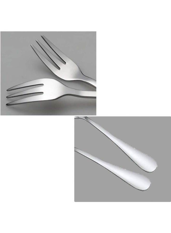 Cake Forks Set of 10 Silver Stainless Steel Small Dessert Fruit Forks 14.2cm for Home Kitchen Restaurant Use - Image 4
