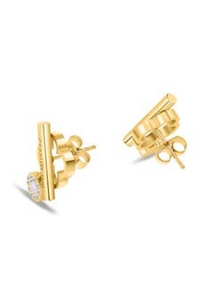 CERRUTI 1881 Greta EarringsClassic Clover-Shaped Stud with T-Bar, Silver and Gold-Plated Elements, Pearl Drop  - Image 3