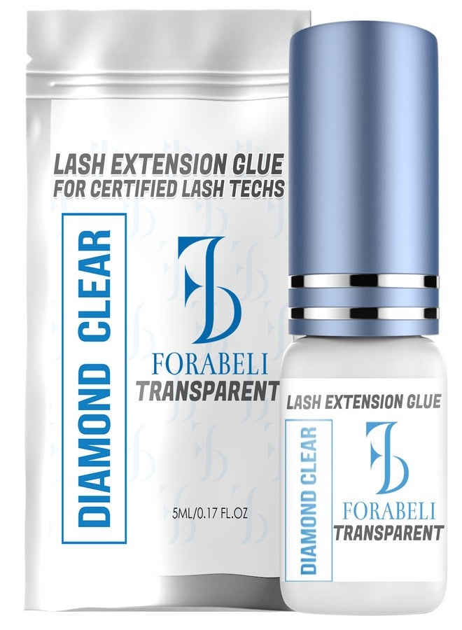 Forabeli Diamond Clear Lash Extension Glue - 2-3 Sec Dry, 6 Week Retention, Flawless Color Blending, Transparent Adhesive for Colored Eyelash - Image 1