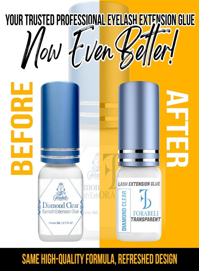 Forabeli Diamond Clear Lash Extension Glue - 2-3 Sec Dry, 6 Week Retention, Flawless Color Blending, Transparent Adhesive for Colored Eyelash - Image 2