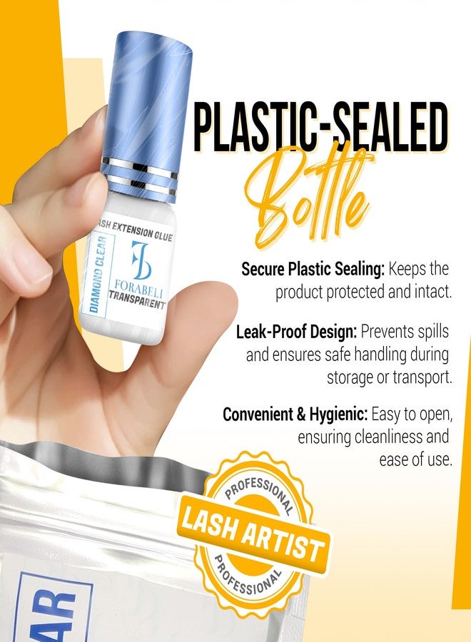 Forabeli Diamond Clear Lash Extension Glue - 2-3 Sec Dry, 6 Week Retention, Flawless Color Blending, Transparent Adhesive for Colored Eyelash - Image 3