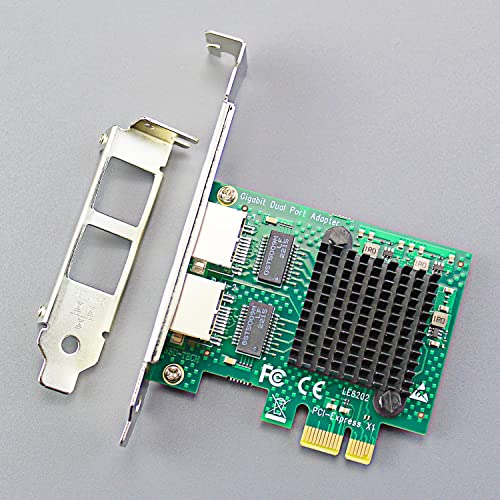 GLOTRENDS LE8202 2-Port PCIe Network Card for Desktop PC, 1000/100/10Mbps Gigabit Ethernet RJ45 LAN Port, PCIE X1 Interface, Regular & Low Profile Bracket - Image 2