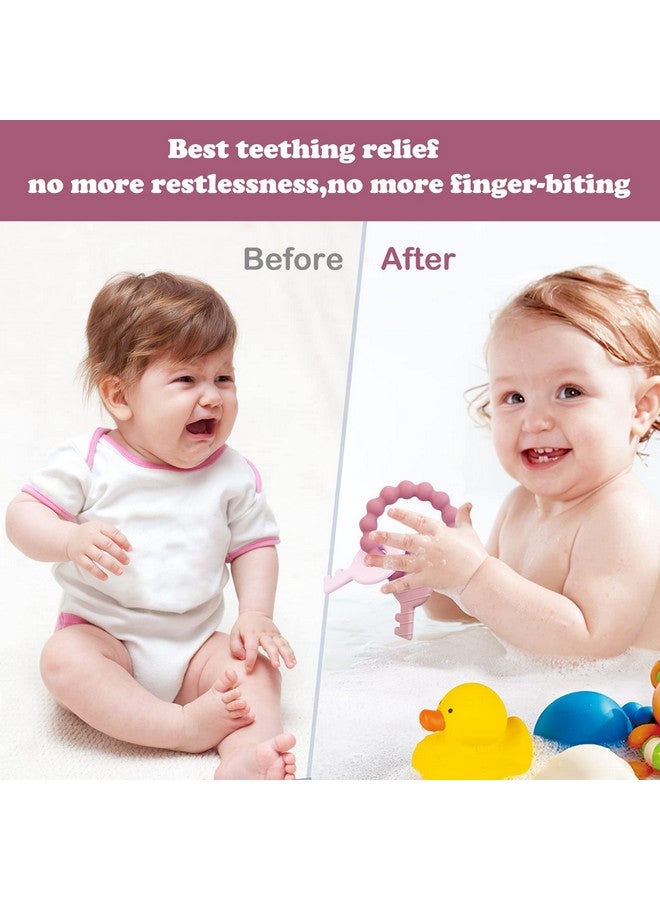 YAPROMO Teething Keys for Baby 3-18 Months, Infants/Toddlers Sensory Chew Toys, Cute Teether Keys for Baby Girl, Soft Silicone Teether Toys BPA Free - Image 2