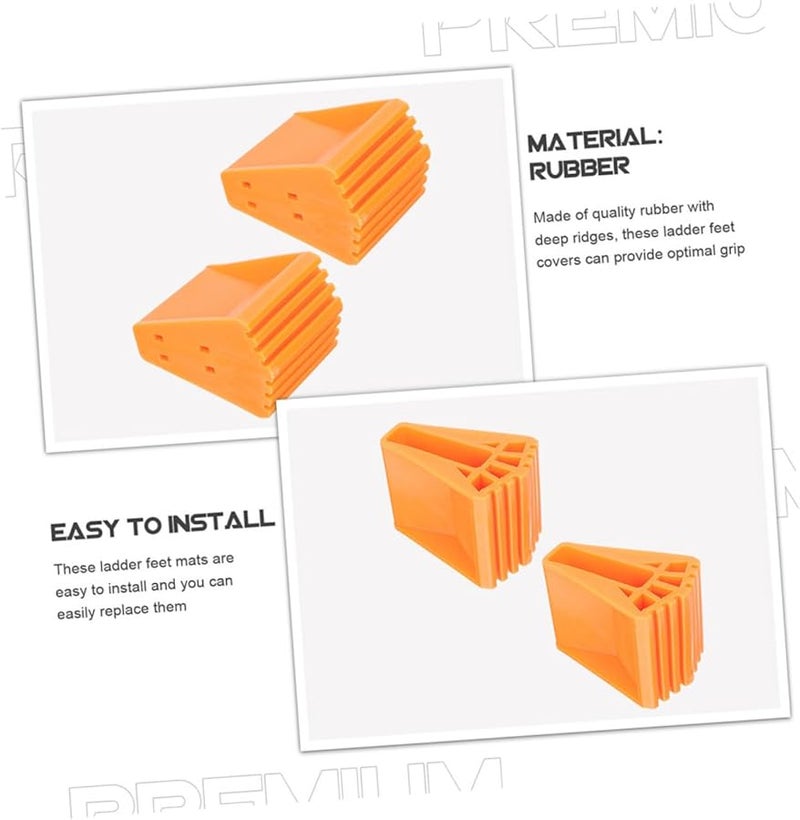 Orange Ladder Stabilizers 4pcs Non Slip Rubber Feet Covers Enhanced Stability Easy Installation Home Professional Use - Image 4