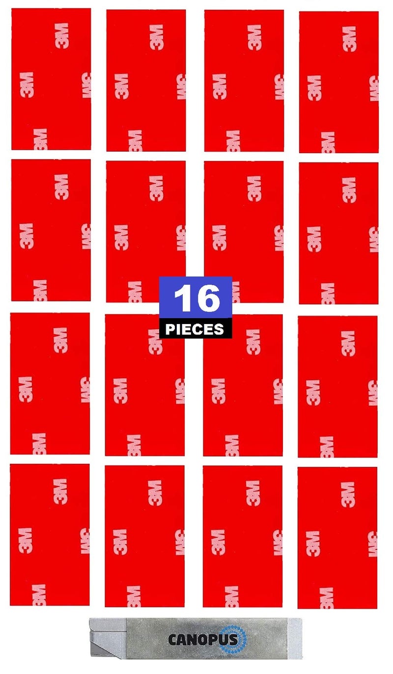 CANOPUS Waterproof 3M Double Sided Pads, 16 PCs (25mm x 50mm), Heavy Duty Strong Adhesive Sticky Pads, Number Plate Sticky Pads, Ideal dor Home and car Surface, License Plate Sticky Pads, Dark Grey - Image 1