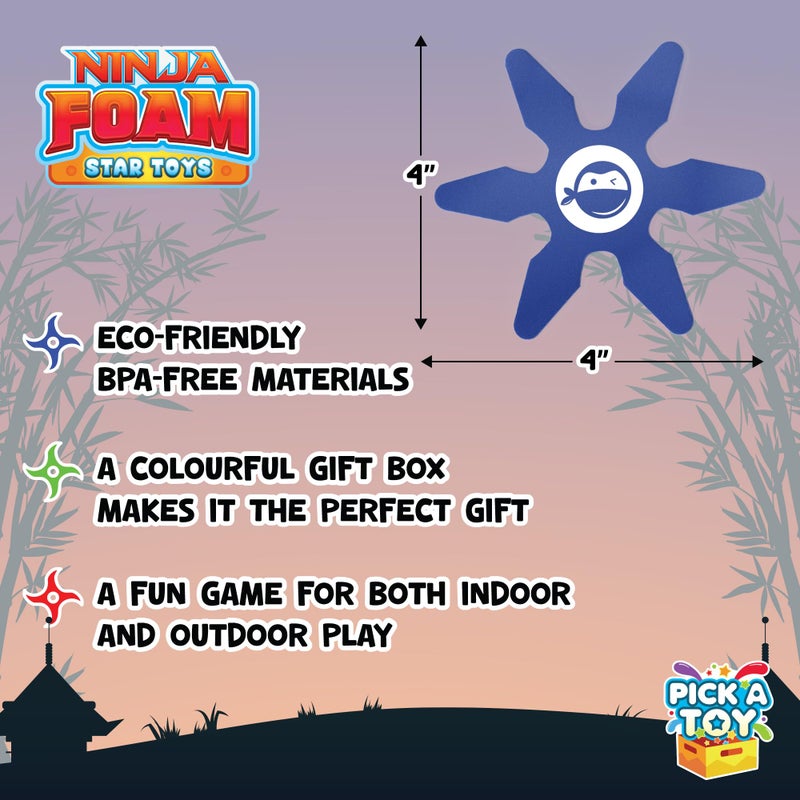 PICK A TOY Ninja Toys for Boys & Girls Party Favors Supplies Mini Foam Throwing Stars - Soft and Safe Toss Birthday Party Mini Toys Cosplay, 4 Inch (24 Pcs Blue Red Black Green) Easter Basket Stuffer - Image 2