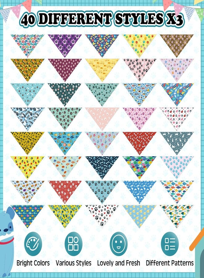 Bulyoou 120 Pcs Paw Dog Bandanas Bulk Bone Pet Bandanas Dog Handkerchiefs Summer Scarf Bibs Triangle Bibs Adjustable Kerchief Pet Grooming Costume Accessories - Image 3