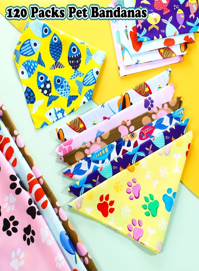 Bulyoou 120 Pcs Paw Dog Bandanas Bulk Bone Pet Bandanas Dog Handkerchiefs Summer Scarf Bibs Triangle Bibs Adjustable Kerchief Pet Grooming Costume Accessories - Image 4