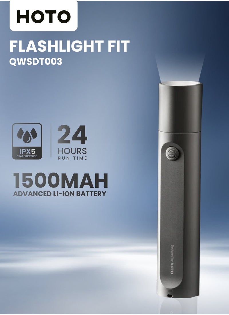 HOTO Flashlight Fit | 3 Lightning modes | Dustproof & Water-Resistant IP55 | Up to 24 hours continuous lightning | 300 lumens and a 200m reach | aluminum alloy case  - Image 1