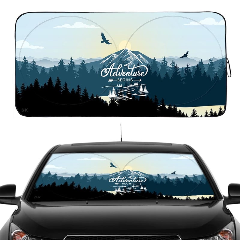 Güvenç Gven Windshield Shade, Car Sun Shade for Front Windshield Sun Visor Protector Blocks UV Rays Foldable 210T Keep Your Vehicle Cool - Image 1