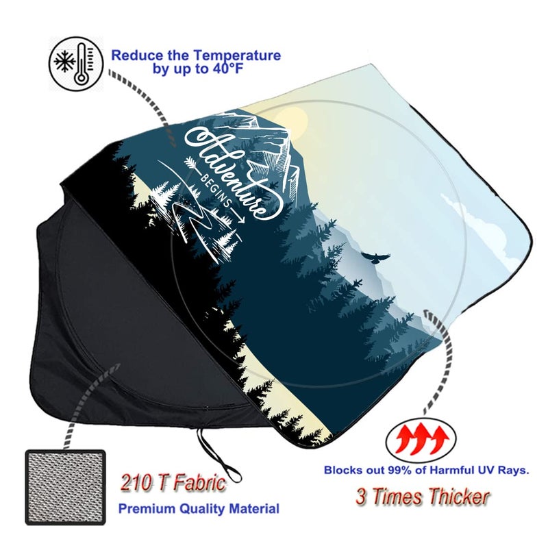 Güvenç Gven Windshield Shade, Car Sun Shade for Front Windshield Sun Visor Protector Blocks UV Rays Foldable 210T Keep Your Vehicle Cool - Image 4