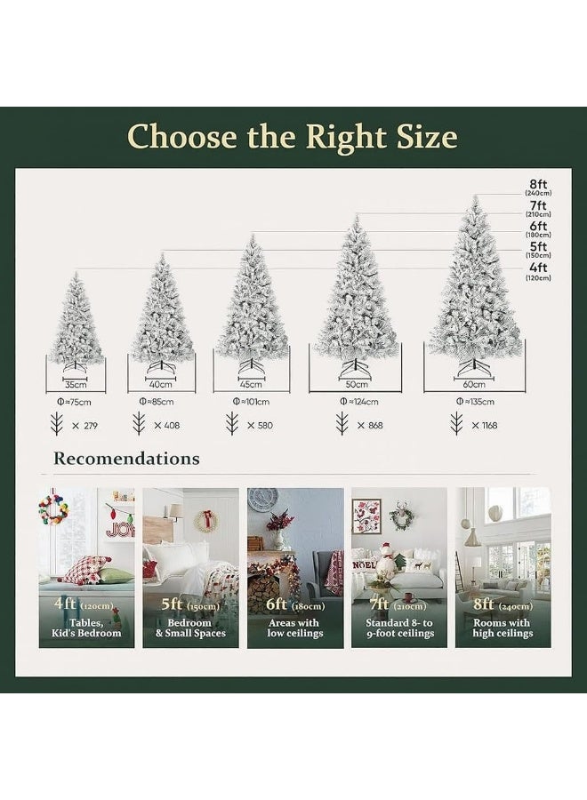 5FT - 1.5 Meter SNOW Artificial Christmas Tree 1200 Tips Xmas Tree With Sturdy Metal Stand – Easy Assembly Artificial PVC Christmas Tree For for Home, Office, Party,New Year Christmas Decoration - Image 2