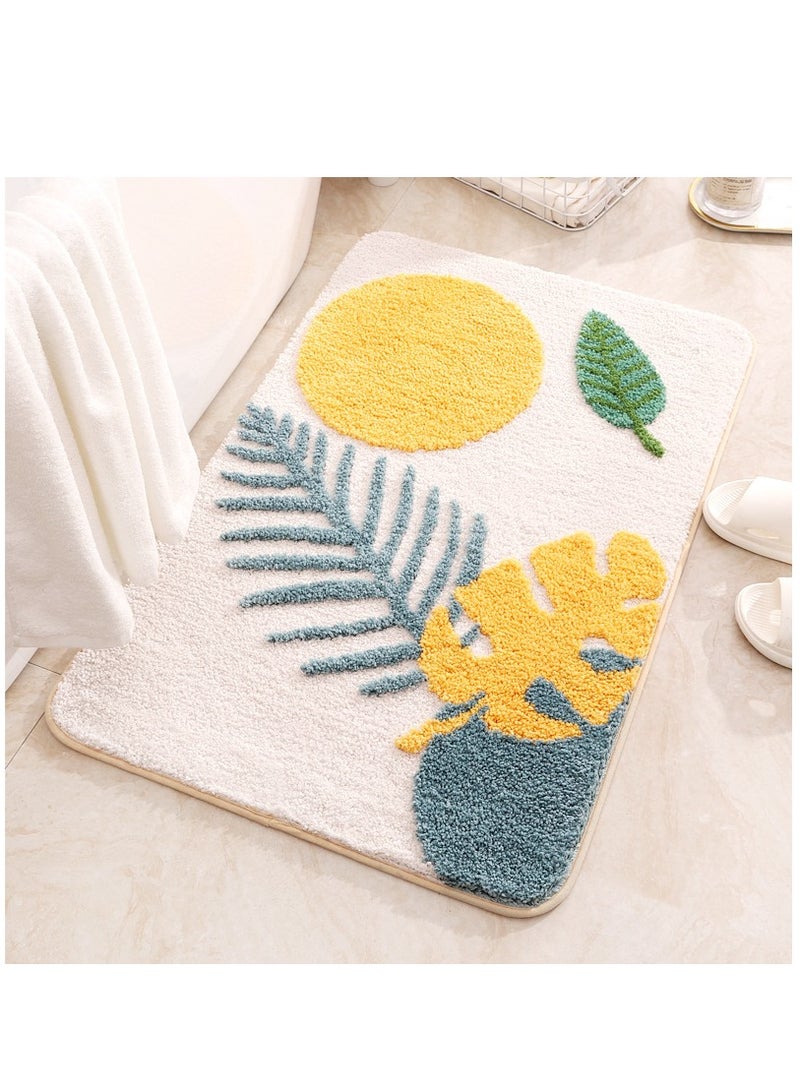 Bluejw 1-Piece Size Is 50x80 Cm Wind Flocking Floor Mat Living Room Carpet Entrance Door Mat Bathroom Anti-Skid Mat Bathroom Kitchen Foot Mat - Image 1