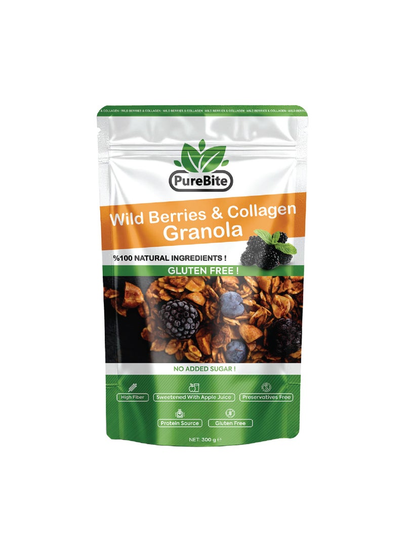 Pure Bite Wild Berries & Collagen Granola / PURE BITE %100 Natural, Gluten‑Free, NO Sugar added Wild Berries & Collagen Granola‑300g - Image 1