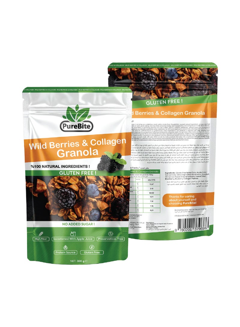 Pure Bite Wild Berries & Collagen Granola / PURE BITE %100 Natural, Gluten‑Free, NO Sugar added Wild Berries & Collagen Granola‑300g - Image 3