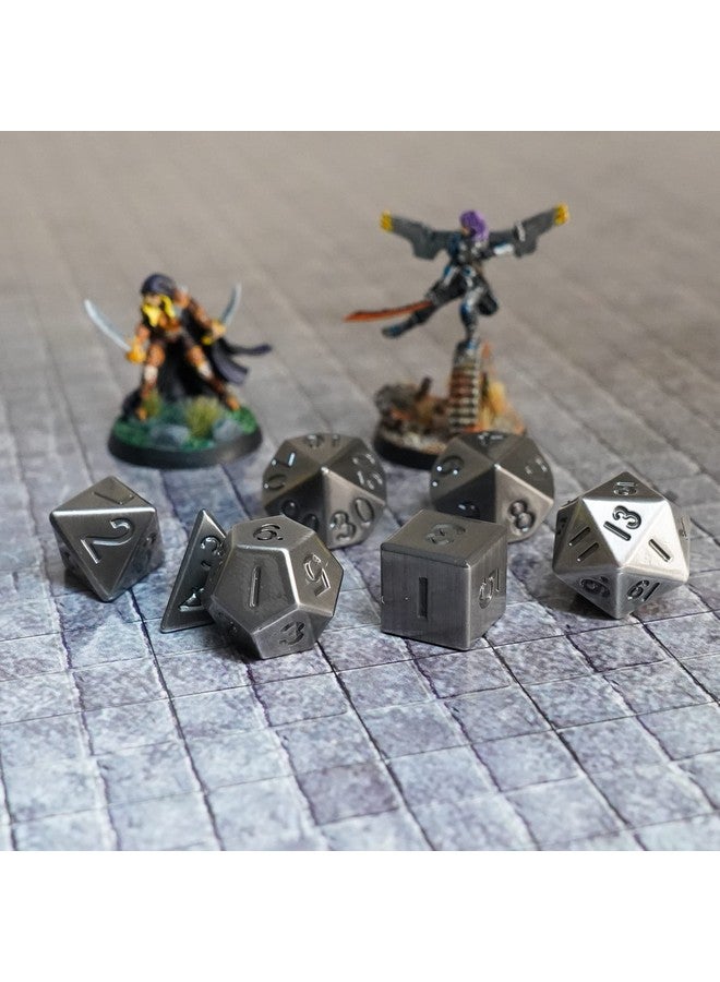 Metallic Dice Games مجموعة نرد معدني متعدد الأوجه 16 مم: نرد فضي عتيق لألعاب الأدوار في زنزانات وتنانين - Image 5