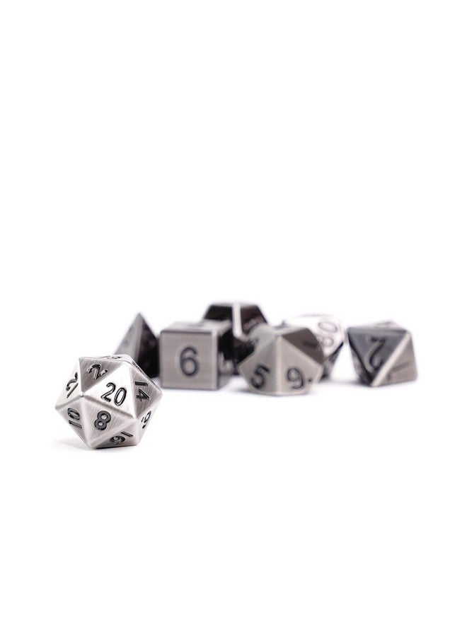 Metallic Dice Games مجموعة نرد معدني متعدد الأوجه 16 مم: نرد فضي عتيق لألعاب الأدوار في زنزانات وتنانين - Image 4