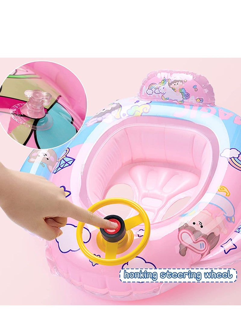 Excefore Baby Swimming Float Kids Inflatable Floater with Funny Steering Wheel Horn Safety Seat Anti Flip Toddlers Summer Swim Tool for Ages 1-5 Years Max Weight of 50lbs  - Image 5