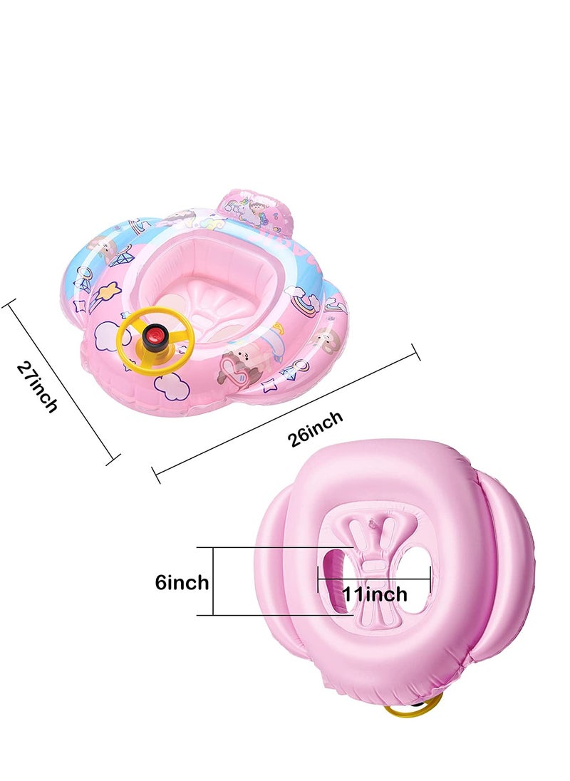 Excefore Baby Swimming Float Kids Inflatable Floater with Funny Steering Wheel Horn Safety Seat Anti Flip Toddlers Summer Swim Tool for Ages 1-5 Years Max Weight of 50lbs  - Image 2