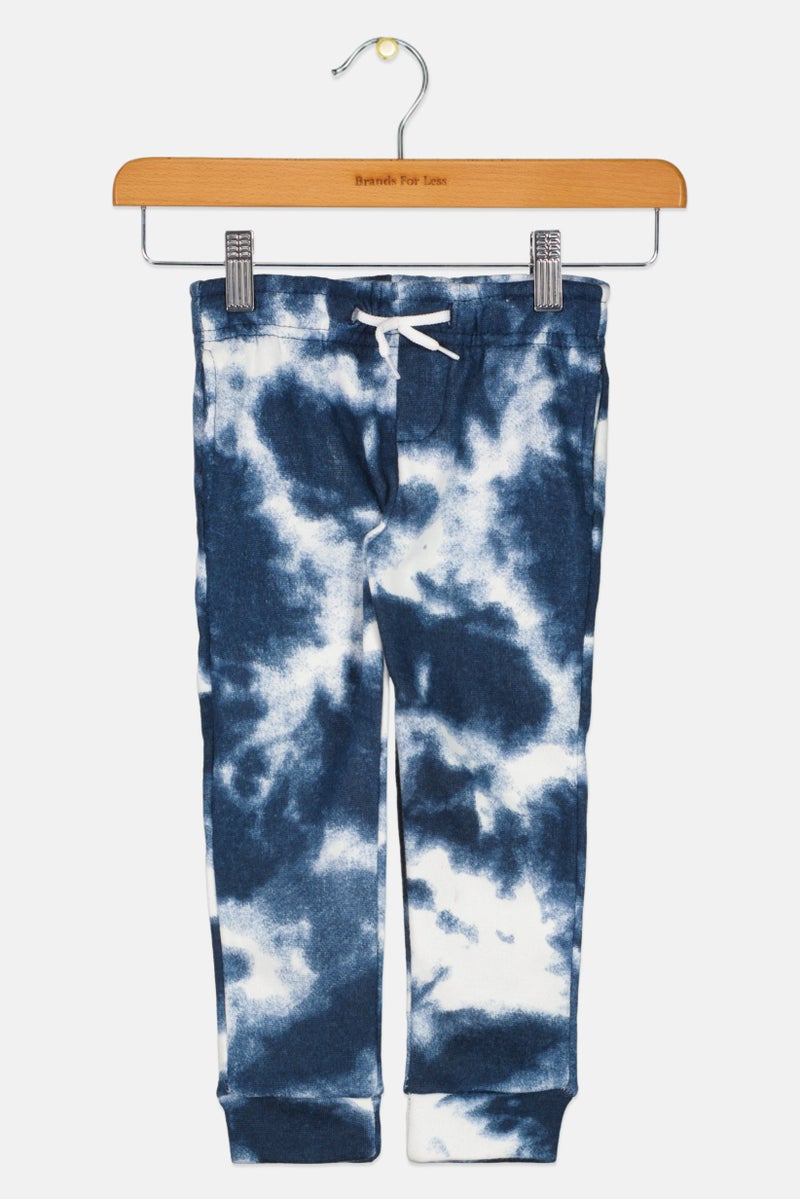 brooklyn Toddlers Boy Drawstring  Tie Dye Sweatpants, Navy - Image 1