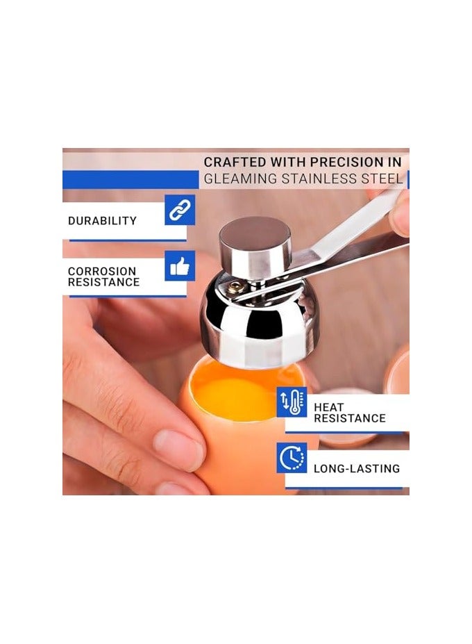 erorex Stainless Steel Egg Topper Cutter Tool,Quail Egg Cutter Egg Shell Breaker Egg Cracker Tool, Egg Opener Topper Cutter Egg Shell Opener And Hard Boiled Egg Peeler Kitchen Gadgets Egg Hammer To - Image 3