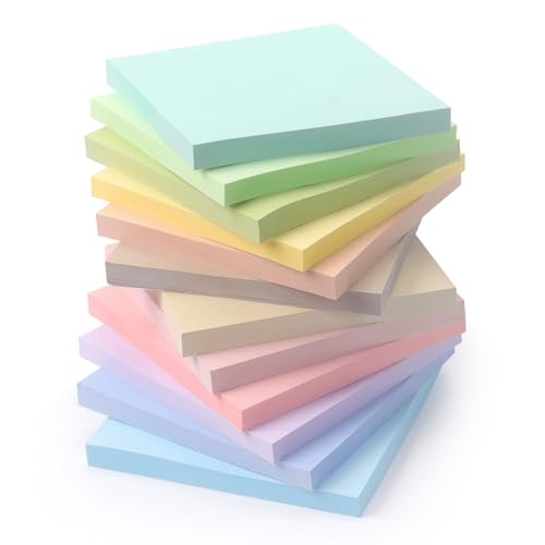 Osboo Sticky Notes 3x3 Inch 12 Pack 12 Pastel Multi Colors Note Pads 50 SheetsPad Perfect for Office School and Home Organization - Image 1