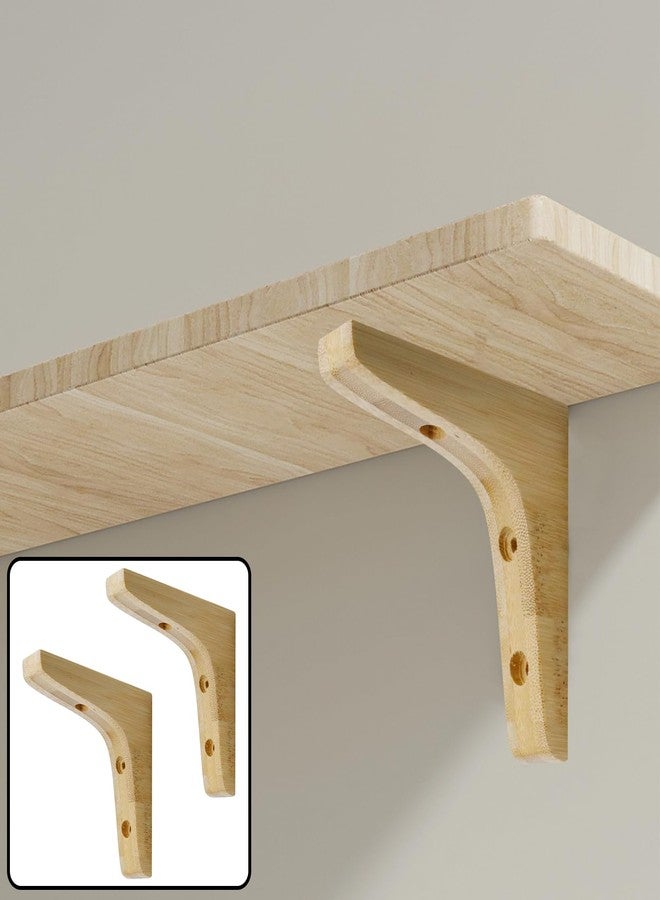Antrader 2PCS Wooden Shelf Brackets,Solid Wall Mount Wood Shelf Bracket,Wood Triangle Bracket,L Shape Shelf Holders Include Mounting Screws,3.74"×3.74"×0.79",Light Brown - Image 4