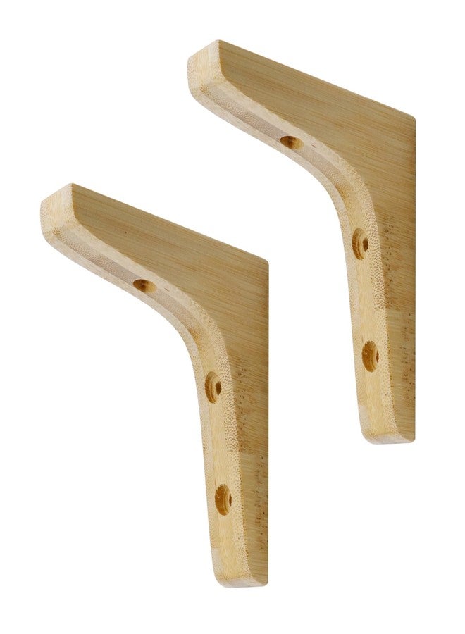 Antrader 2PCS Wooden Shelf Brackets,Solid Wall Mount Wood Shelf Bracket,Wood Triangle Bracket,L Shape Shelf Holders Include Mounting Screws,3.74"×3.74"×0.79",Light Brown - Image 1