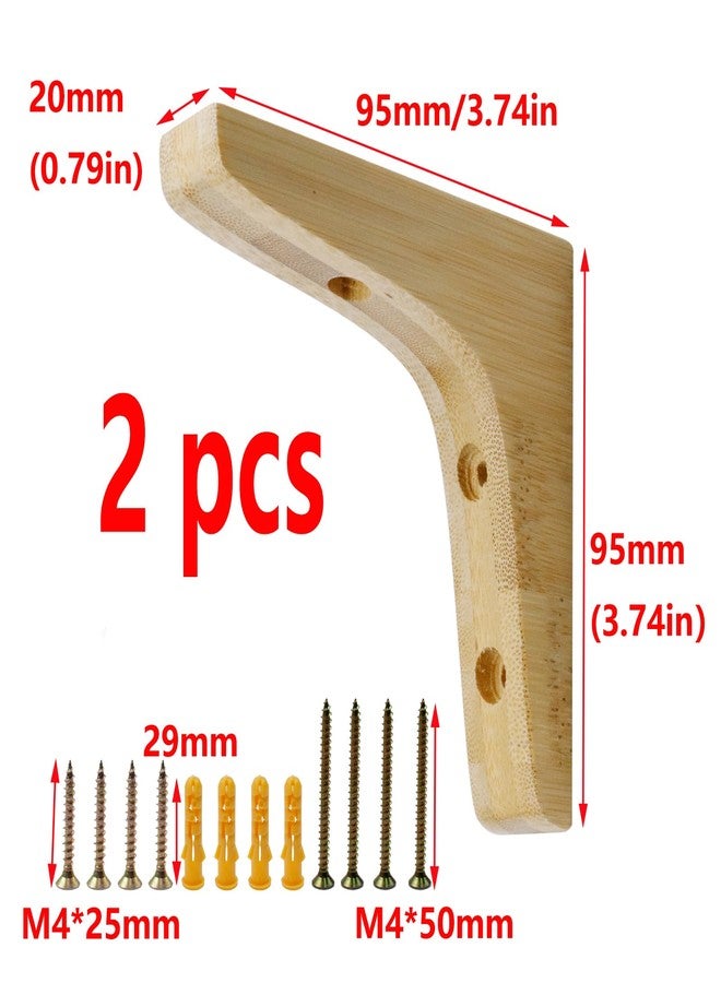 Antrader 2PCS Wooden Shelf Brackets,Solid Wall Mount Wood Shelf Bracket,Wood Triangle Bracket,L Shape Shelf Holders Include Mounting Screws,3.74"×3.74"×0.79",Light Brown - Image 3