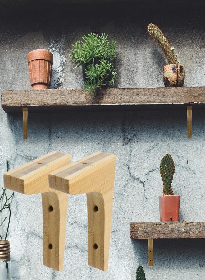 Antrader 2PCS Wooden Shelf Brackets,Solid Wall Mount Wood Shelf Bracket,Wood Triangle Bracket,L Shape Shelf Holders Include Mounting Screws,3.74"×3.74"×0.79",Light Brown - Image 2