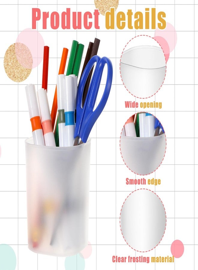 JOUTYFOR 24 Pack Translucent Pen Holder Pencil Cups for Desk Organizers and Storage Stationery Plastic Matte Pencil Holder Cups Ins Style Transparent for Office Home Supplies - Image 3