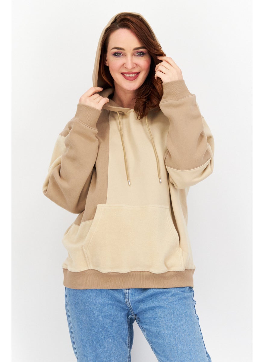ESPRIT - Women Hooded Plain Sweatshirt, Brown - Image 1
