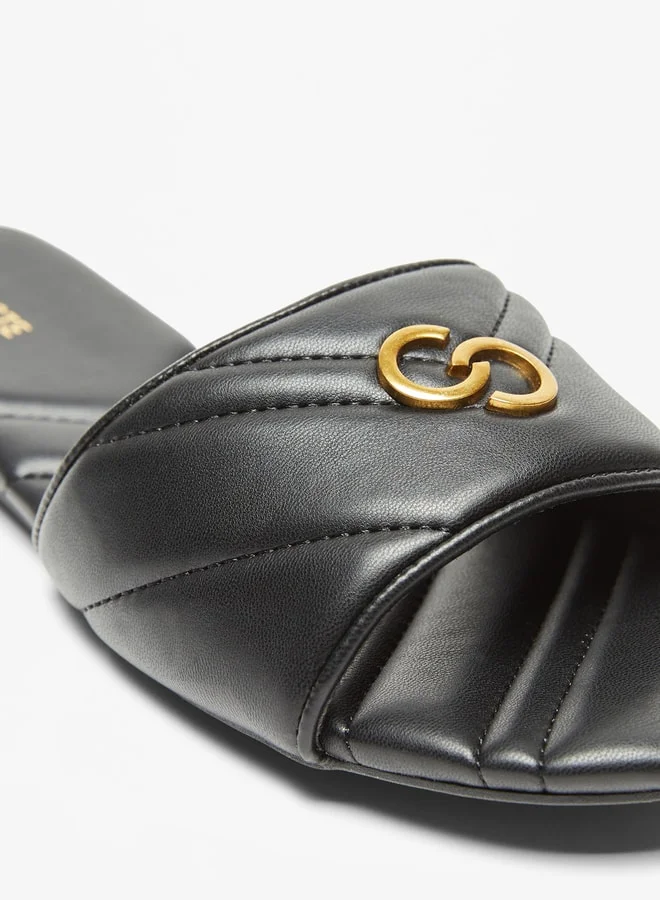 سيليست Women's Quilted Slip-On Sandals with Logo Accent