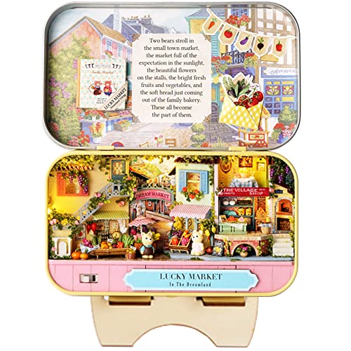 Spilay Dollhouse Miniature with Furniture,DIY Dollhouse Kit Mini Iron Box Theater,1:24 Scale Creative Room Best Birthday Gift for Adult Lover Girl Friend Birthday Gift (Q08) - Image 1