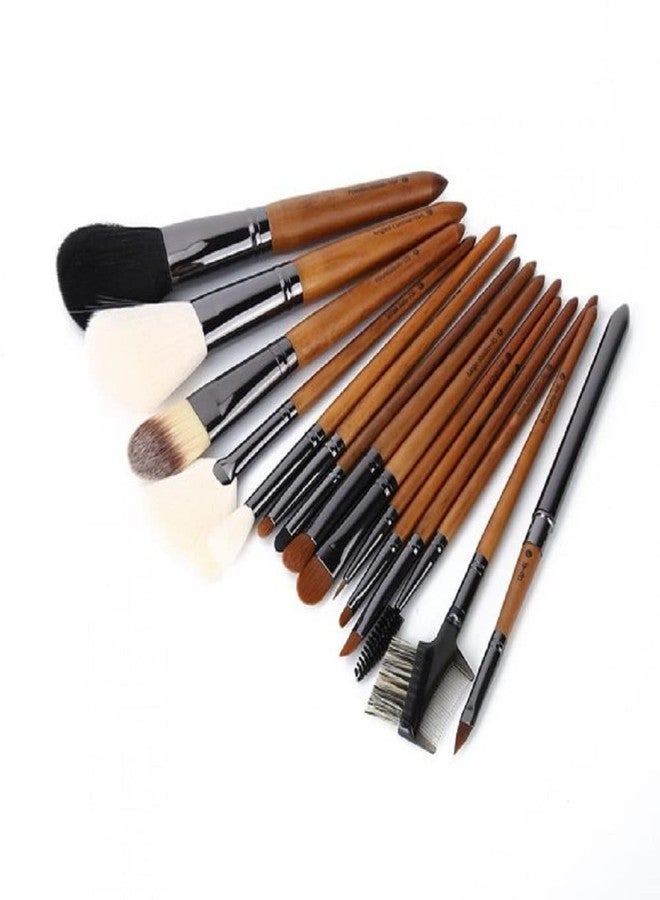 15pcs Professional Walnut Handle Cosmetic Brush Eye Shadow Brush Set - Image 1