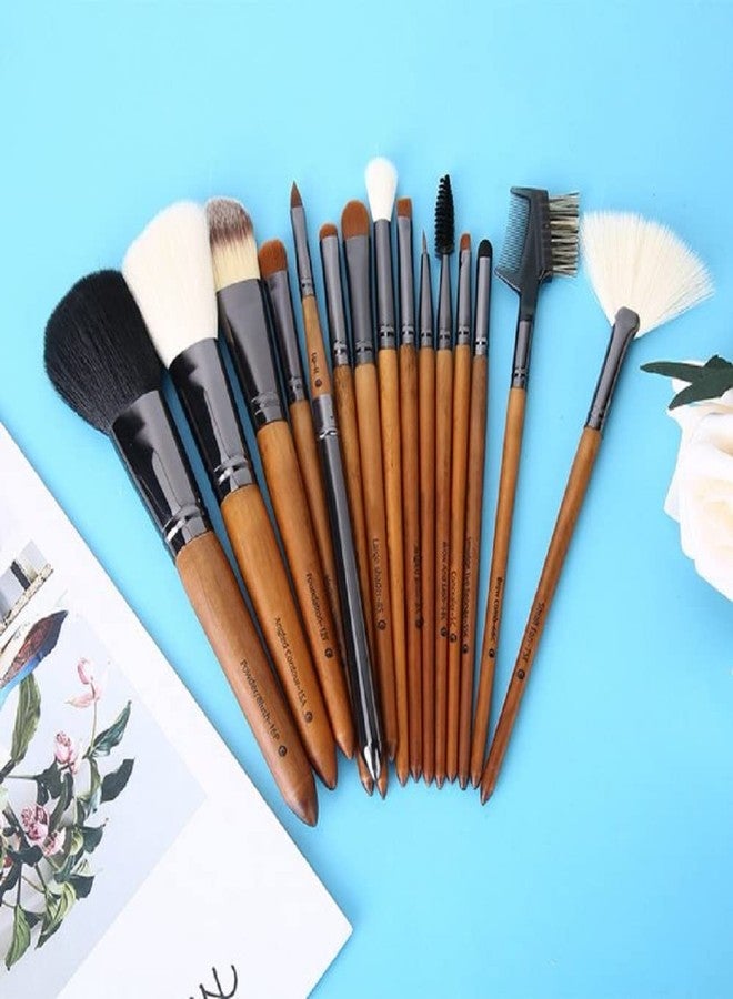 15pcs Professional Walnut Handle Cosmetic Brush Eye Shadow Brush Set - Image 5