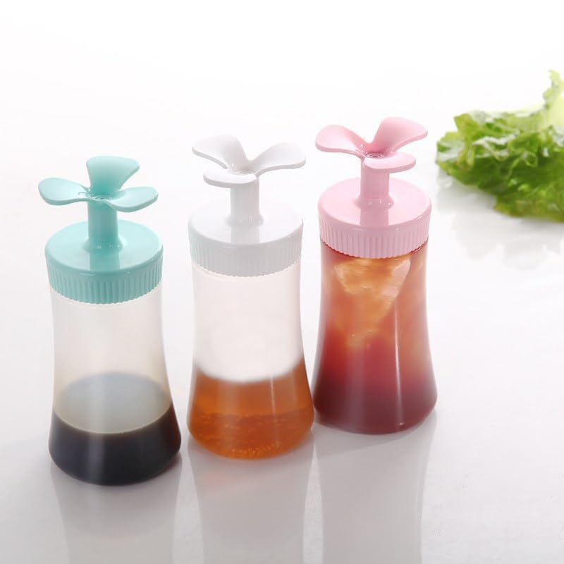 Cozron Cozron Plastic Porous Squeeze Squirt Bottle Flexible Dispenser Wide Mouth Container Bottle with Attached Cap, Sauce Bottle for Ketchup, Oil, Sauces, Salad Dressing, Transperant, 350ml(Multicolor) - Image 1