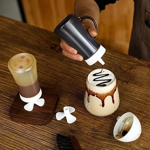 Cozron Cozron Plastic Porous Squeeze Squirt Bottle Flexible Dispenser Wide Mouth Container Bottle with Attached Cap, Sauce Bottle for Ketchup, Oil, Sauces, Salad Dressing, Transperant, 350ml(Multicolor) - Image 3
