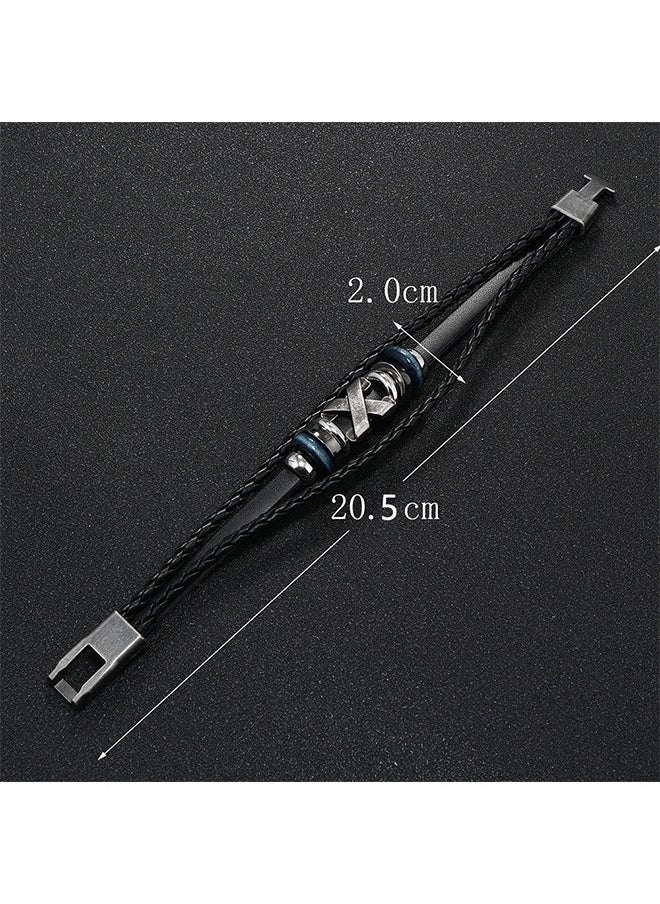 Beyond Type X Multilayer Cowhide Leather Bracelet, Genuine Mens Twine Rope Pulling Bracelet (Brown)  - Image 2