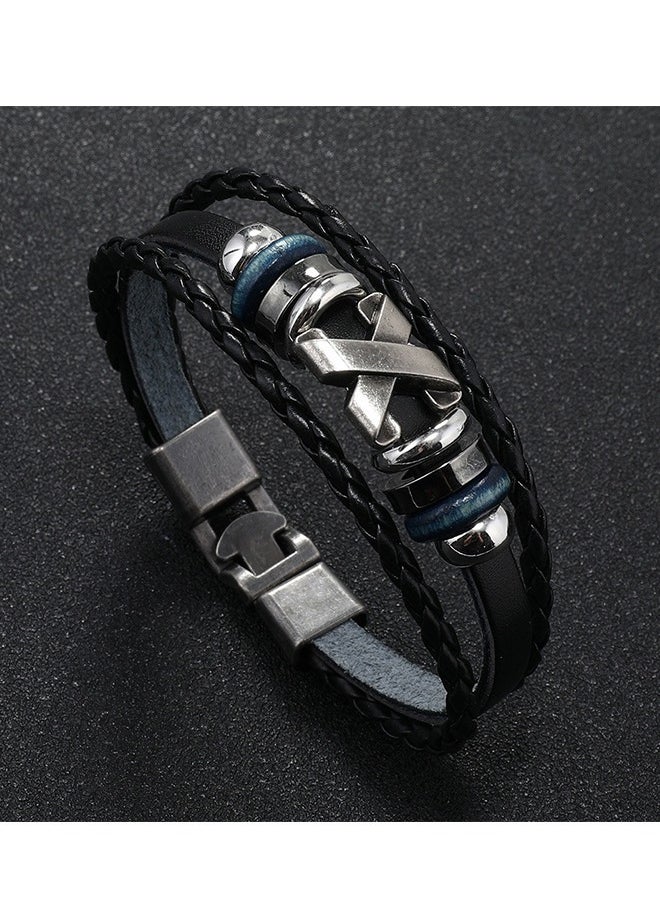 Beyond Type X Multilayer Cowhide Leather Bracelet, Genuine Mens Twine Rope Pulling Bracelet (Brown)  - Image 4
