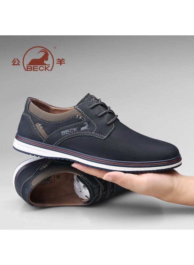 Gongyang Casual Leather Shoes For Men, Spring And Summer Men's Shoes, Business Casual Shoes, Commuter Work Shoes, Blue, Size 43