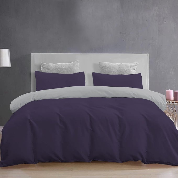 YRM BEDDINGS 3 PIECES DUVET COVER SETR 100 BRUSHED MICROFIBER REVERSIBLES WITH ZIPPER CLOSURE DUVET COVER 61X91 INCHES AND 2 PILLOW COVER 18X28 INCHES SINGLE SIZESILVERNAVY BLUE