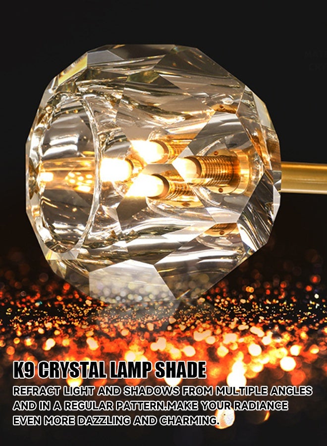 Light luxury full copper living room crystal chandelier post-modern minimalist restaurant master bedroom study corridor balcony chandelier molecular lights crystal magic bean lamps - Image 4