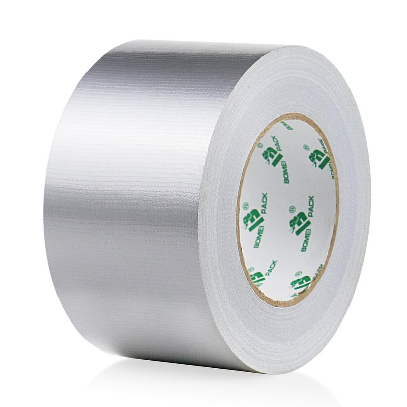 BOMEI PACK 1 Roll Silver Duct Tape Reinforced 75mm x 50m Sticky Heavy Duty Grey Gaffer Tape 3 Inch for Pipelines Fixing Repairing bindling,DIY Craft Labeling - Image 1