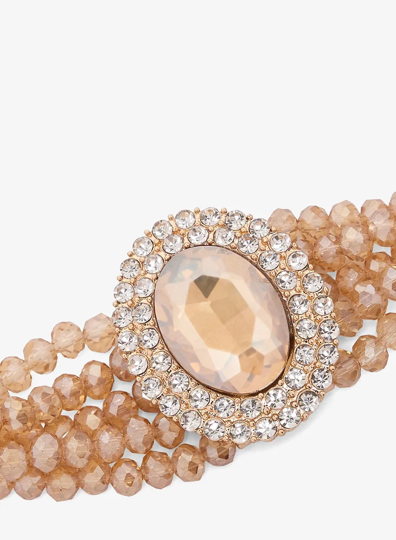 خزانة Diamonte Pearl Detail Embellished Choker Set