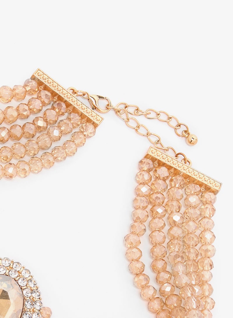 Khizana Diamonte Pearl Detail Embellished Choker Set - Image 3