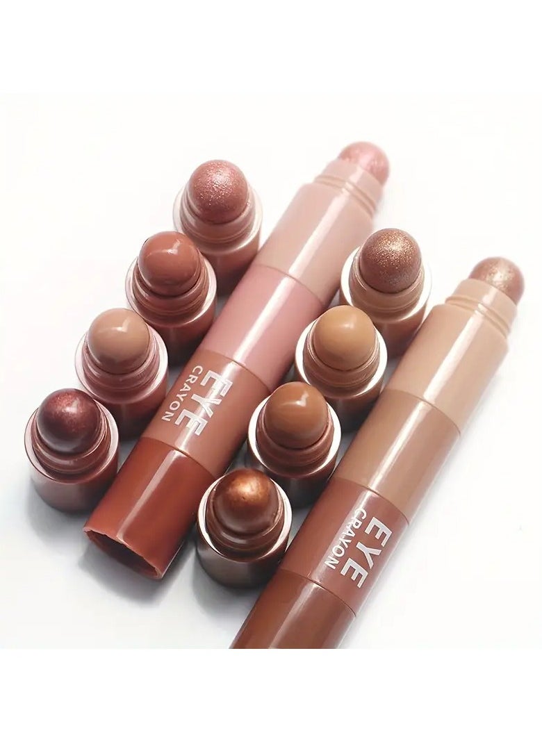Crayon Eyeliner - HERORANGE 4 Colour Eye Shadow Pencil Lying Silkworm Highlight Earth Tones Pearlescent Matte Water Proof Lasting Fine Flash Four-color Lazy Eye Shadow Stick - Image 1